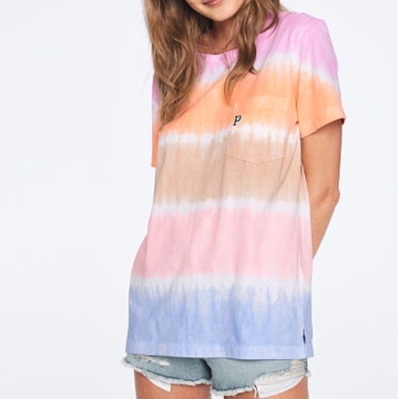 PINK Victoria's Secret Tops - Sunset Dip Dye Campus Tee PINK Victoria Secret